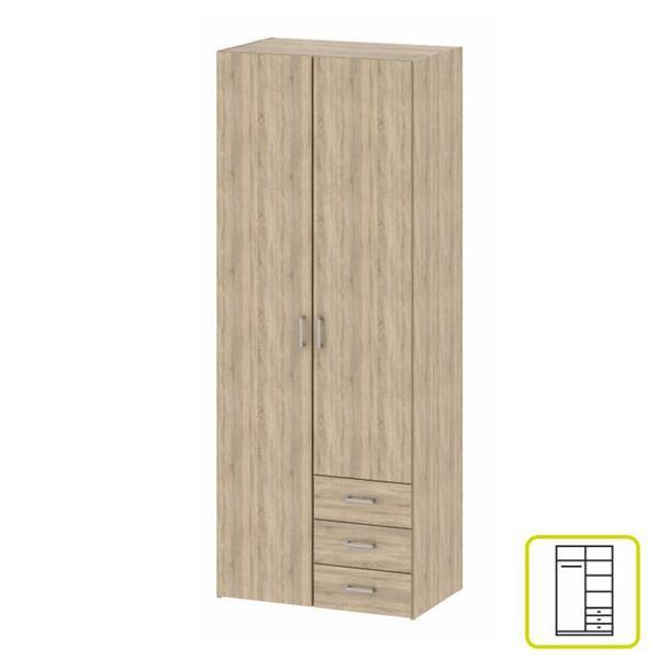 Dulap 2 usi 3 sertare pal stejar sonoma gwen 77,6x200,4x49,5 cm 