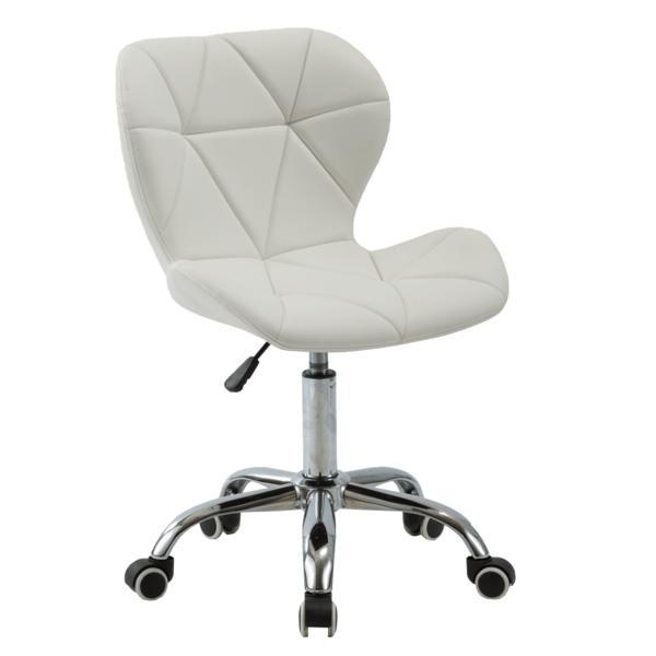 Scaun de birou, rapiterie piele ecologica alba, picior crom, argus, 50x55x88 cm