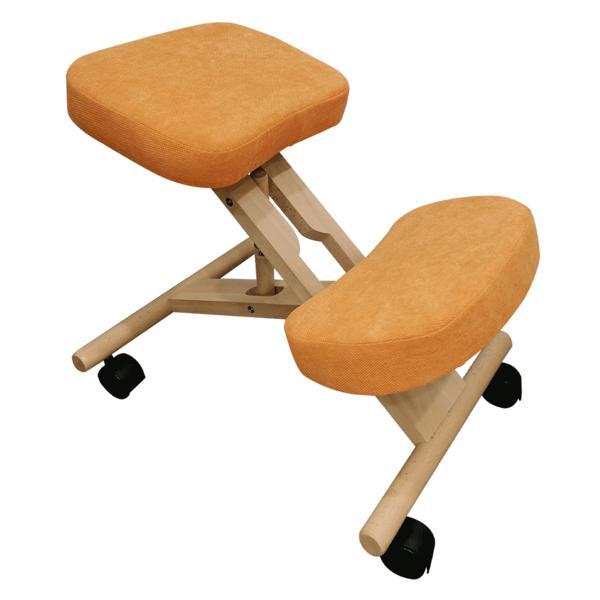 Scaun birou, ergonomic, tapiterie portocalie, picioare fag, flonet, 46x65x52-72 cm