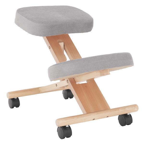Scaun birou, ergonomic, tapiterie gri, picioare fag, flonet, 46x65x52-72 cm