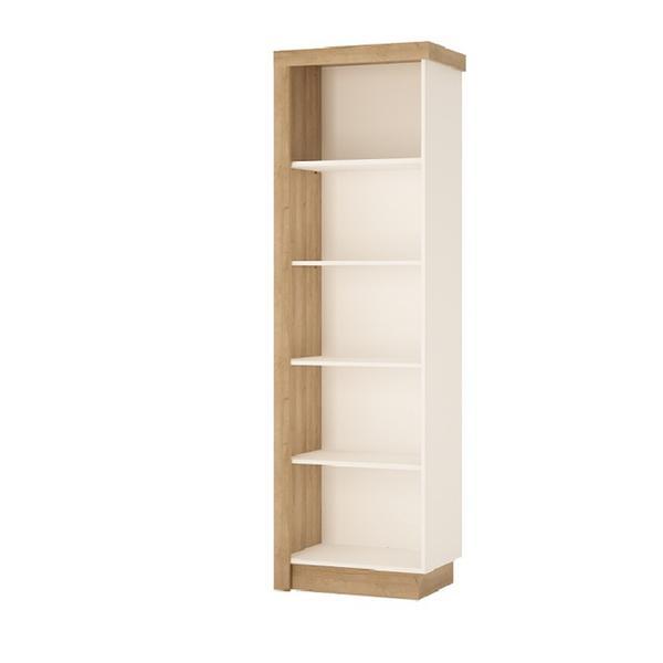 Biblioteca 5 polite din pal stejar riviera alb lucios dreapta leonardo 135x32x49 cm