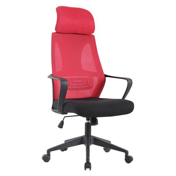 Scaun de birou, textil negru, plastic rosu, taxis, 64x63x126 cm