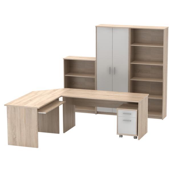 Set mobilier birou stejar sonoma alb johan