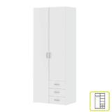 Dulap 2 usi 3 sertare pal alb Gwen 77,6x49,5x200,4 cm 
