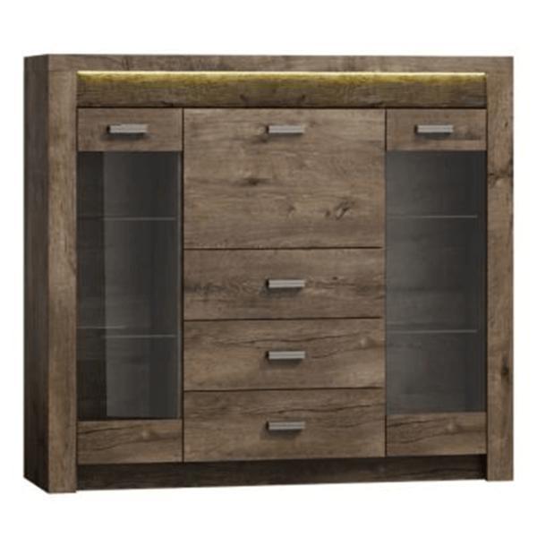 Comoda cu vitrina mdf frasin infinity 137x122x42 cm