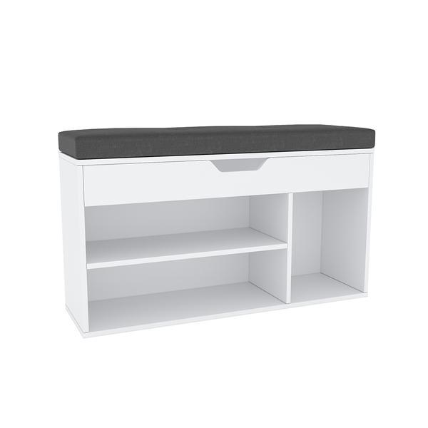 Banca cu spatiu depozitare mdf alb fuddy 103,7x32x51 cm