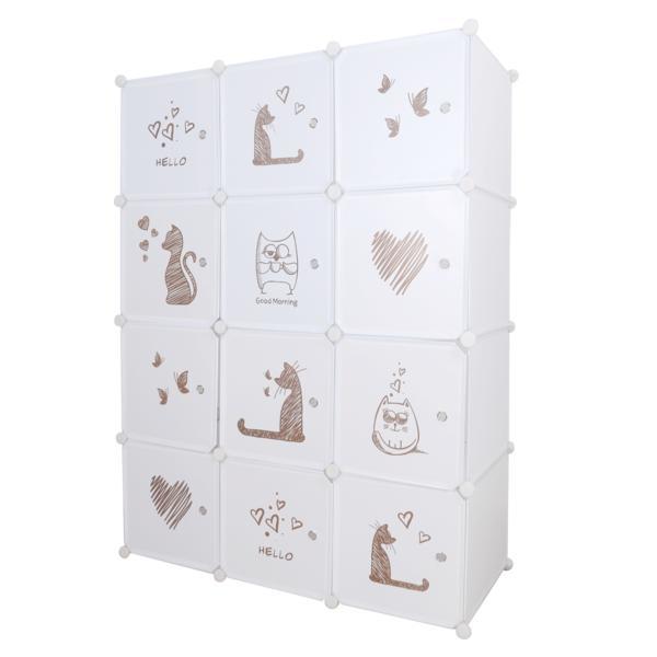 Dulap modular pentru copii alb maro kitaro 107x47x142 cm