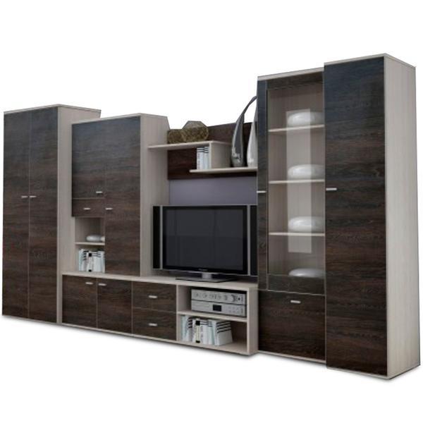 Set mobilier living mdf frasin stejar american Ars 370x51x199 cm