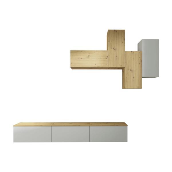 Set mobilier living mdf gri stejar artisan oten 216x32x190 cm