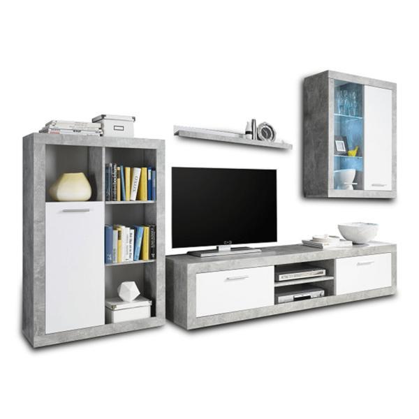 Set mobilier living pal alb ciment klark 270x38x200 cm