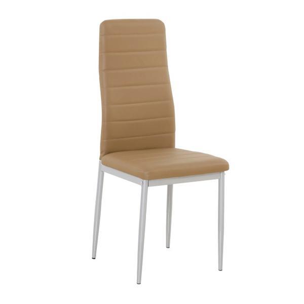 Scaun piele ecologica caramel metal gri coleta