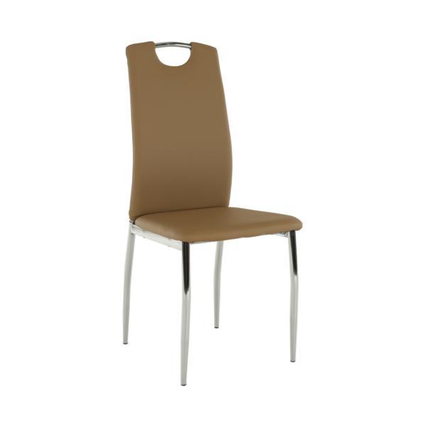 Scaun piele ecologica bej crom ervina