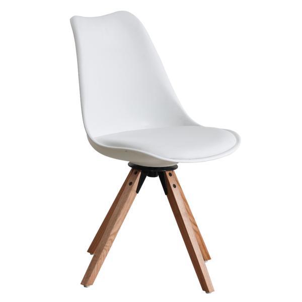 Scaun rotativ piele ecologica alba etosa