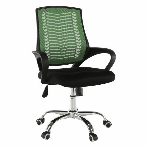 Scaun de birou, verde negru, picior crom, imela, 62x60x105 cm