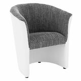 Fotoliu tapiterie piele ecologica alba  textil gri Cuba 65x60x77 cm