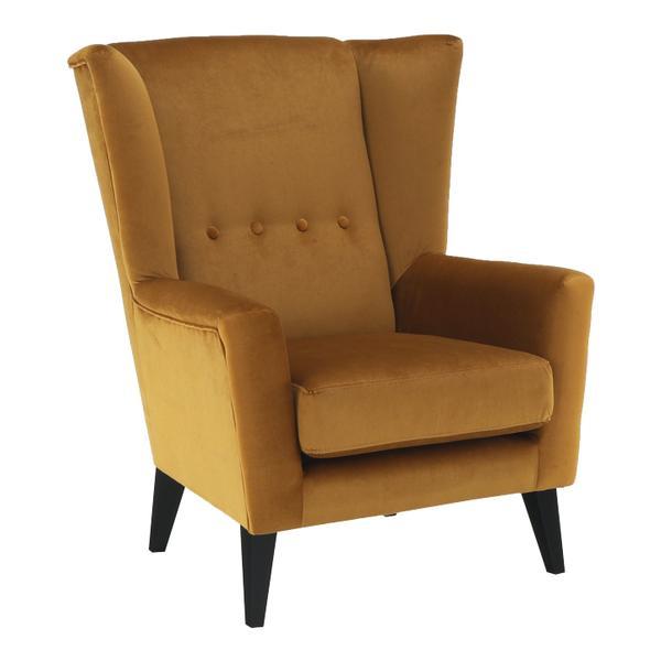 Fotoliu textil galben miere picioare negre rodeza 80x84x104 ccm