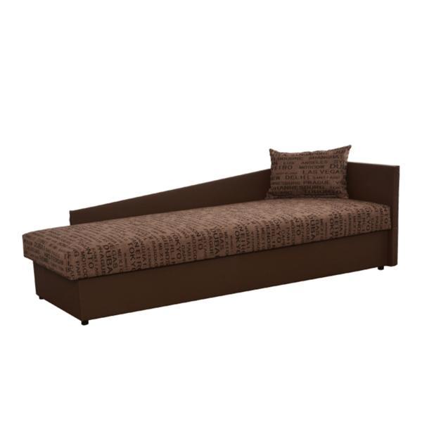 Pat tapiterie piele ecologica maro si textil dreapta judit 205x84x63 cm