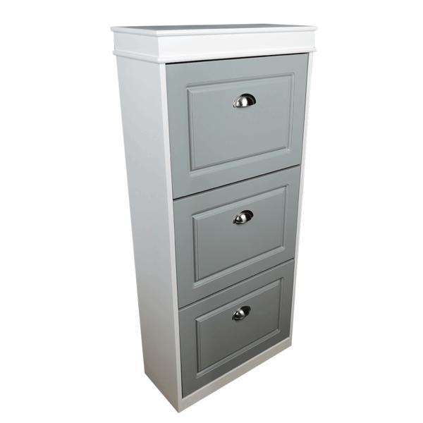 Pantofar 3 compartimente gri alb seber 53.5x24x117 cm