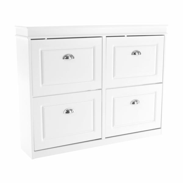 Pantofar 4 compartimente alb seber 105x24x82.5 cm