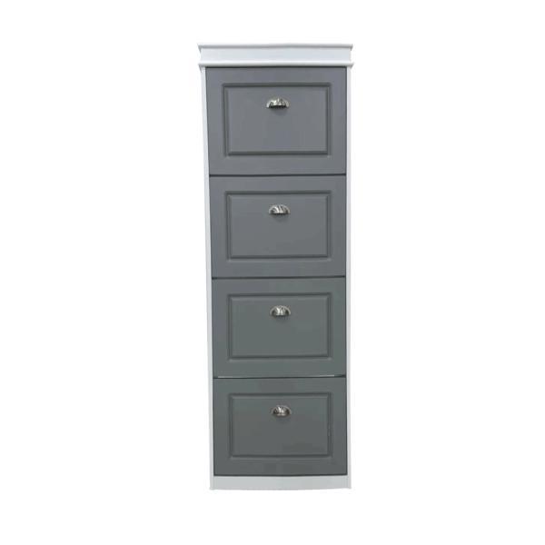 Pantofar 4 compartimente alb gri seber 53.5x24x152 cm