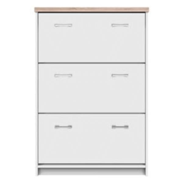 Pantofar 3 compartimente pal melaminat alb stejar sonoma topty 80x27x121 cm