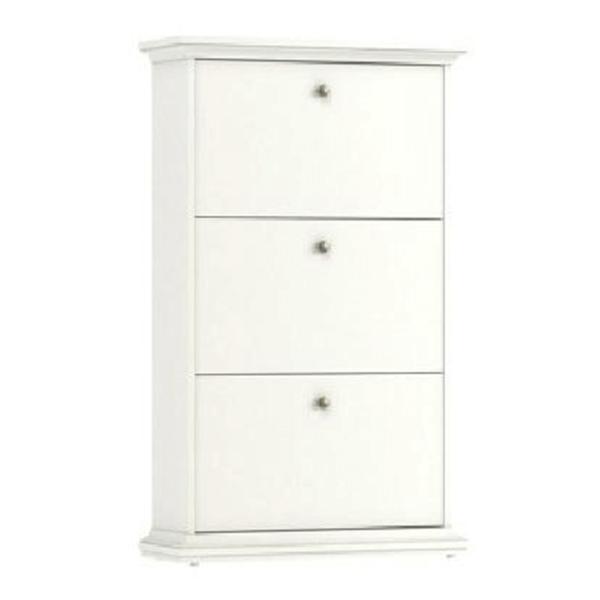 Pantofar 3 compartimente pal laminat mdf lacuit alb paris 77.8x27.5x127.7 cm