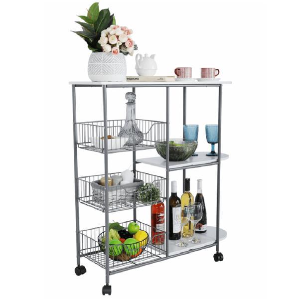Raft din plastic alb si metal argintiu atres 88x30x96 cm