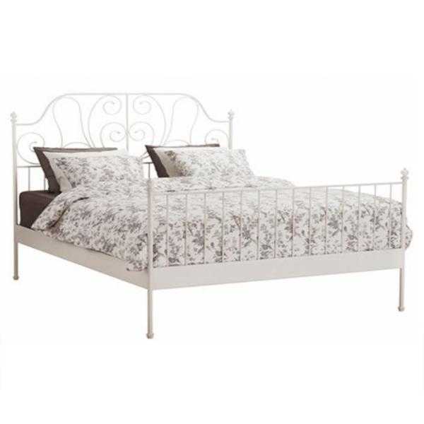 Pat cu somiera metal alb behemoth 146.3x208x130 cm