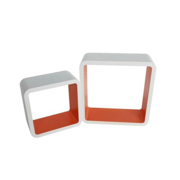 Set 2 etajere mdf alb portocaliu fido