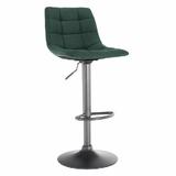 Scaun de bar tapiterie verde picior metal negru Lahela