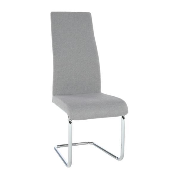 Scaun tapiterie textil gri picioare crom amina