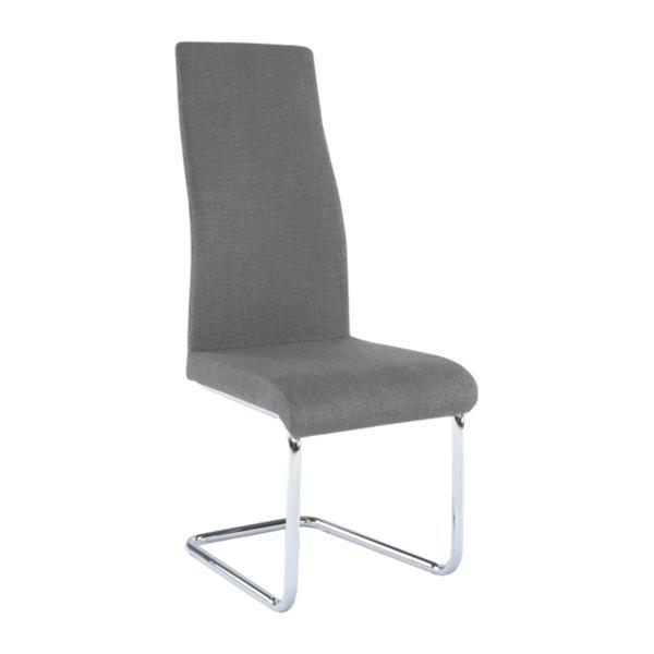 Scaun tapiterie textil gri inchis picioare crom amina