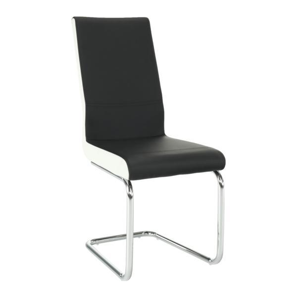 Scaun piele ecologica neagra alba crom neana