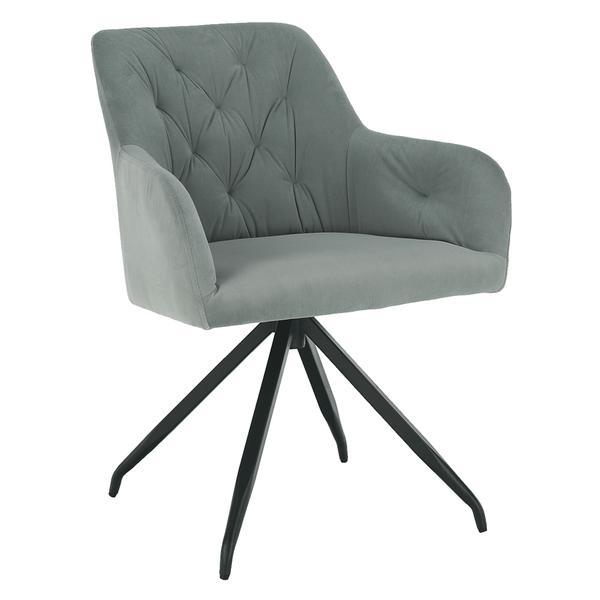 Scaun tapiterie catifea gri picioare metal negru veleza