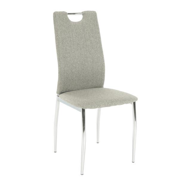 Scaun tapiterie textil bej picioare crom oliva
