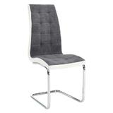 Scaun tapiterie textil gri piele ecologica alba picioare crom Saloma