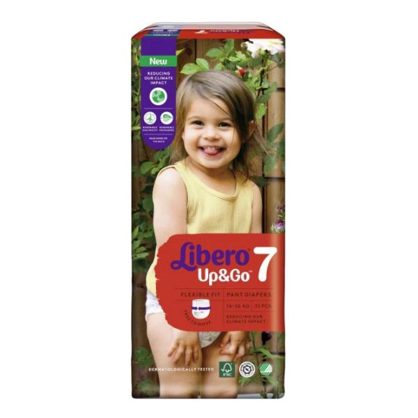 Scutece Tip Chilot pentru Bebelusi - Libero Up&amp;Go, marime 7 (16-26 kg), 32 buc