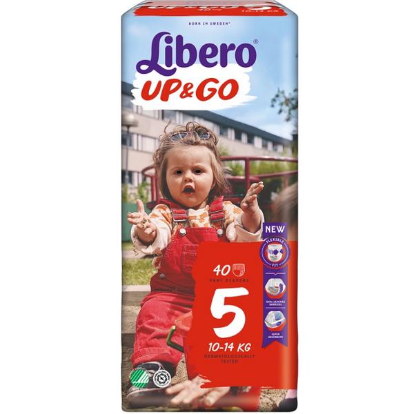 Scutece Tip Chilot pentru Bebelusi – Libero Up&Go, marime 5 (10-14 kg), 40 buc