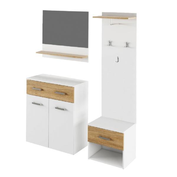 Set mobilier hol mdf alb stejar sonoma sima