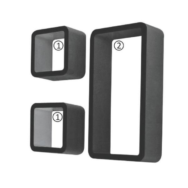 Set 3 etajere mdf negru trix
