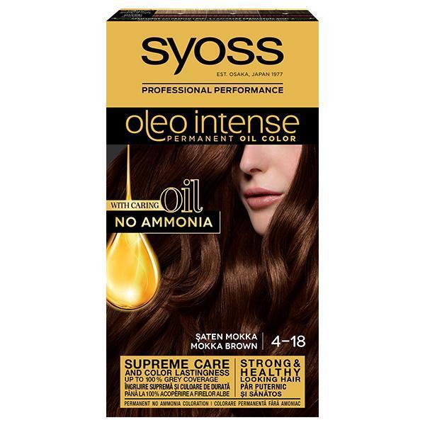 Vopsea de par, syoss oleo intense, nuanta 4-18 saten mokka, 115 ml