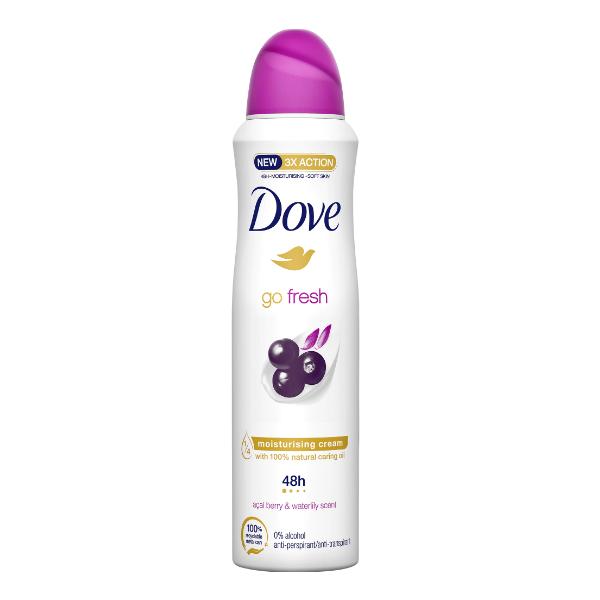 Deodorant Spray Antiperspirant Acai si Floare de Nufar – Dove Go Fresh Acai Berry & Waterlily Scent, 150 ml