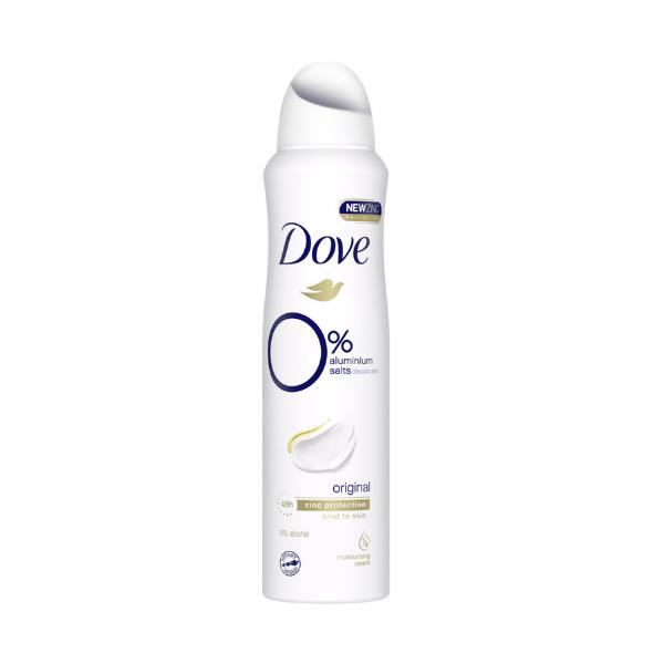 Deodorant Spray Antiperspirant fara Saruri de Aluminiu Original – Dove 0% Aluminium Salts Original, 150 ml