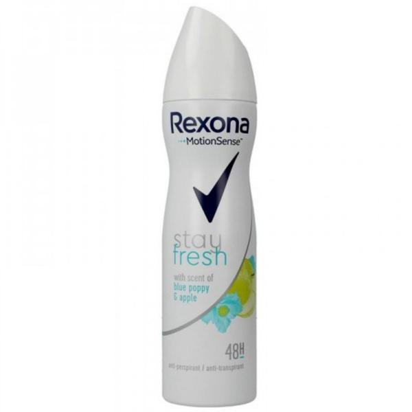 Deodorant Antiperspirant Spray pentru Femei cu Mac Albastru si Mar – Rexona MotionSense Stay Fresh with Scent of Blue Poppy & Apple 48h, 150ml 150ml imagine 2022