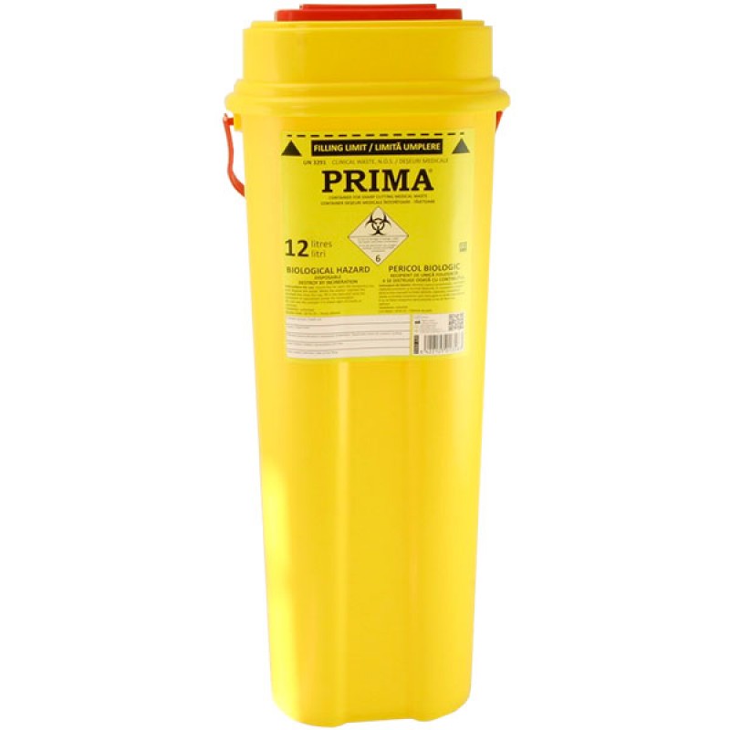 Recipient Plastic Deseuri Intepatoare - Prima ADR Plastic Container for Sharp Stinging Waste 12 litri