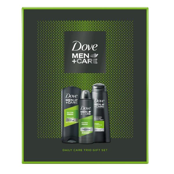 Set Cadou pentru Barbati – Dove Men+Care Extra Fresh Gel de Dus 250ml + Deodorant Spray 150ml + Sampon 250ml 150ml