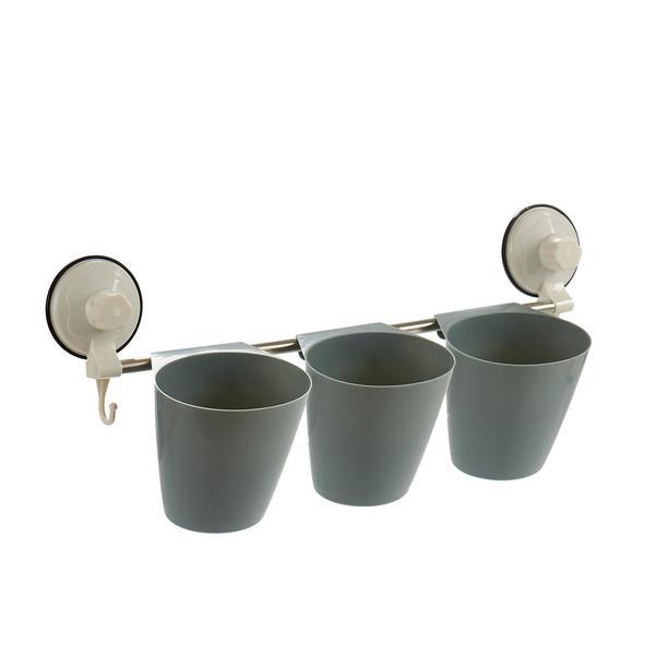 Suport organizare pentru tacamuri si ustensile bucatarie, 3 compartimente, 52,5 x 13,5 x 15,5 cm, Gri