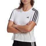 Tricou femei adidas Essentials Loose 3-Stripes Cropped GL0778, S, Alb