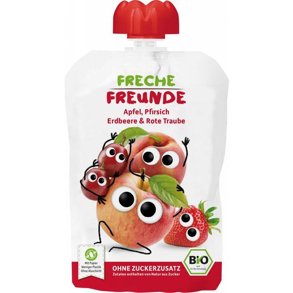 Piure de mere, piersici, capsuni si struguri rosii eco 100g erdbar