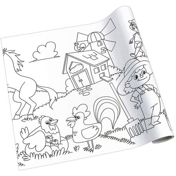 Mega rola creativă de desenat pentru desene și decorațiuni speciale „farm life„ 4m x 30cm, + 3 ani